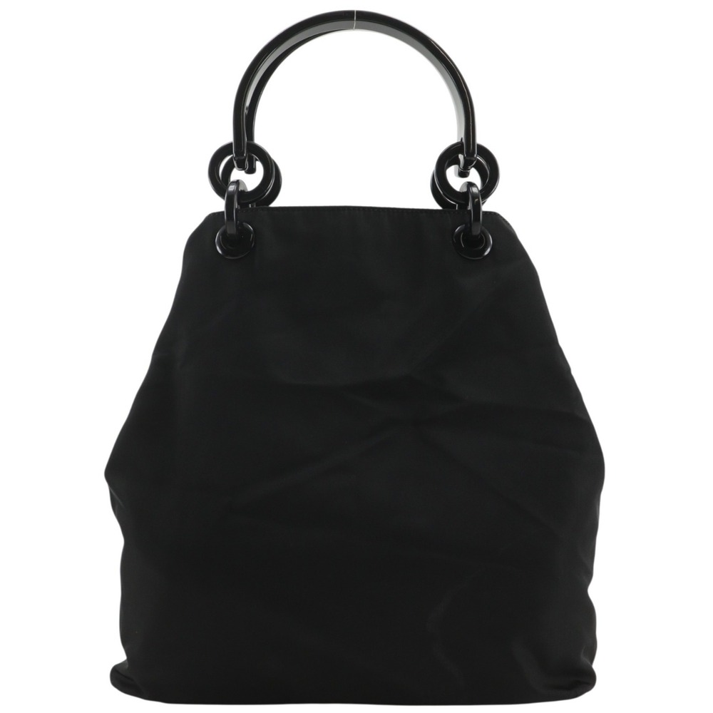 Prada handbag, nylon and plastic, black, A5 size, women's.
